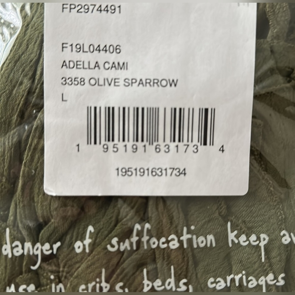 NWT Free People Adella Cami in Olive Sparrow Size Large - Picture 5 of 7